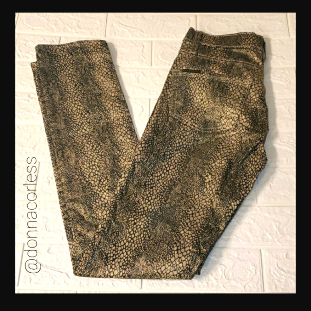 Rock and Republic Berlin Metallic King Snake Print Jeans 2 NWOT